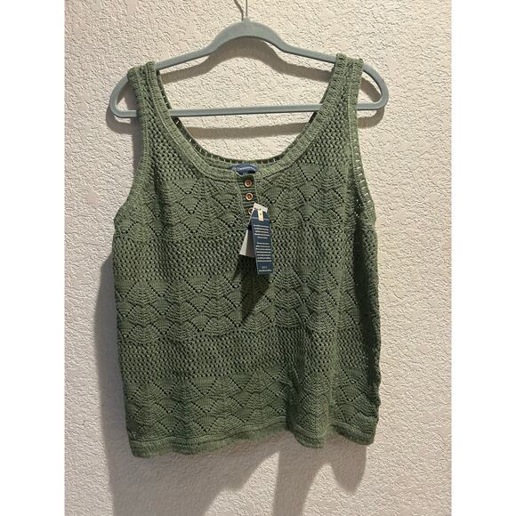 Democracy Tie Front Crochet Tank and Sweater in Green Size XL NWT - Picture 4 of 7